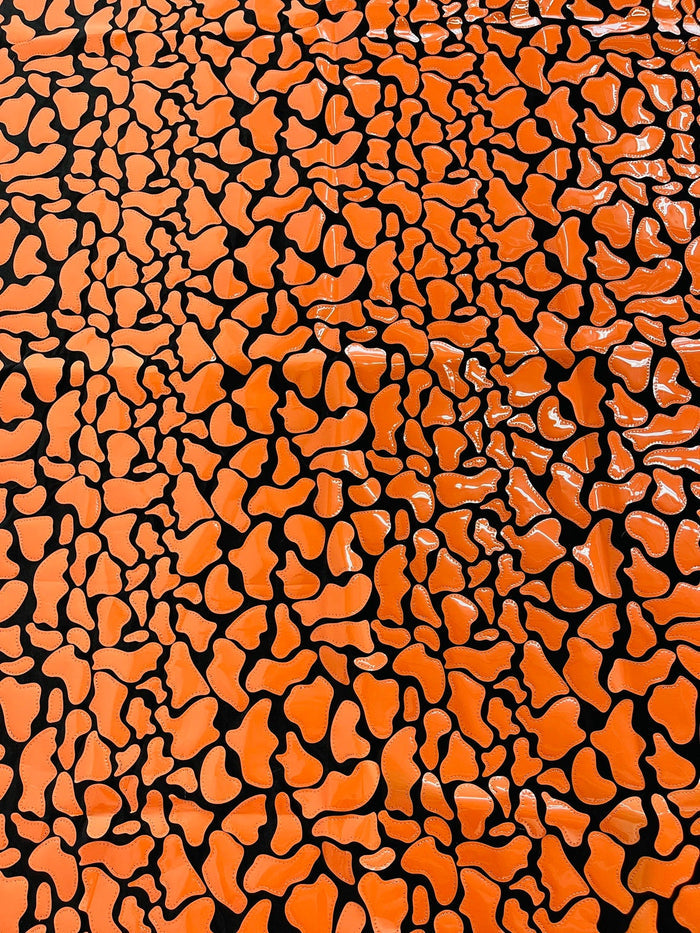 Jumbo Sequins - Orange - Geometric Pattern Sequins on 2 Way Strech Velvet By Yard