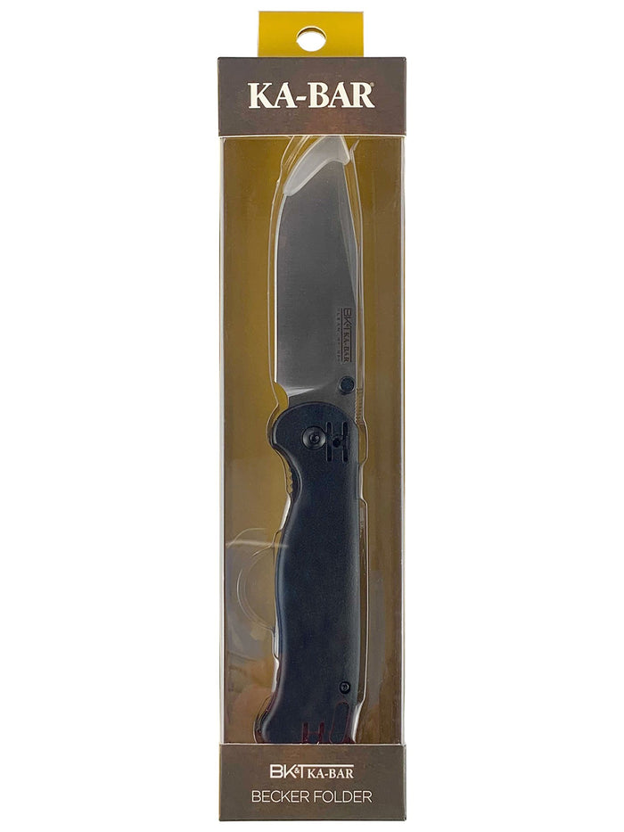 KA-BAR Becker Folding Knife 3.559" Drop Point Black Satin Blade