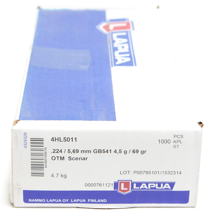 Lapua .224 / 22 69 Grain Hollow Point Boat Tail