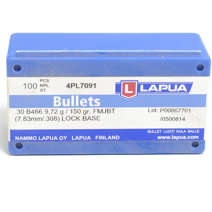 Lapua .308 / 30 150 Grain Full Metal Jacket Boat Tail Lock Base (100)