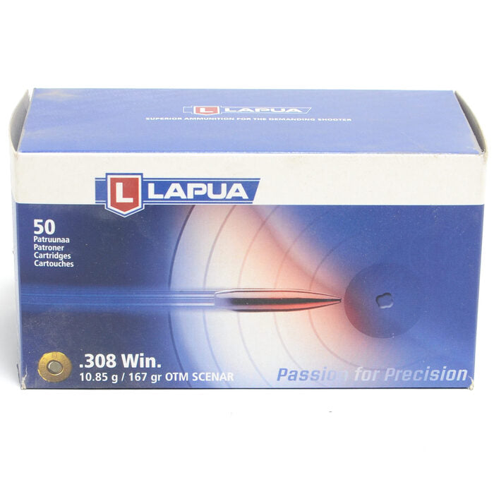 Lapua Ammunition 308 Winchester 167 Grain Scenar Boat Tail Hollow Point 50 Count