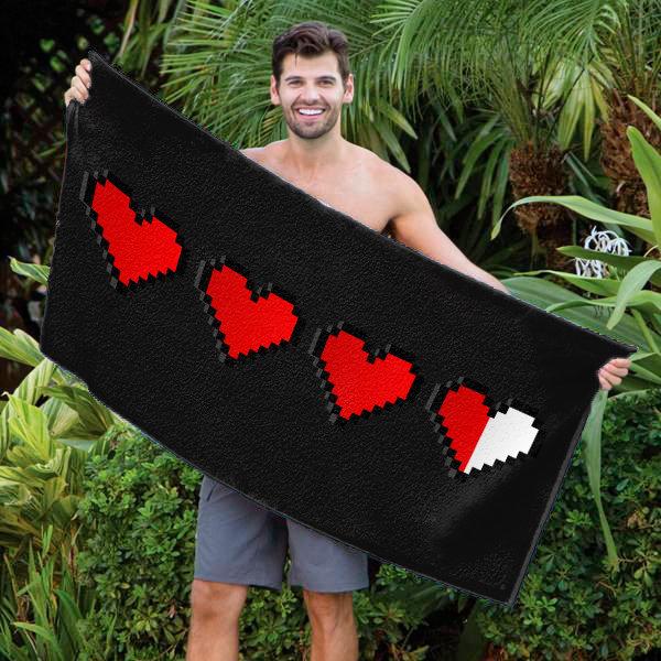 Legend of Zelda - 3D Hearts 30" x 60" Microfiber Beach Towel