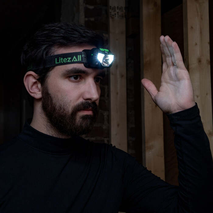 Litezall SWYPE Rechargeable Motion Activated Multi-Function Head Lamp 300 Lumens Black