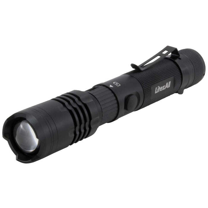 Litezall Tactical Rechargeable Flashlight 1000 Lumens Aluminum Black