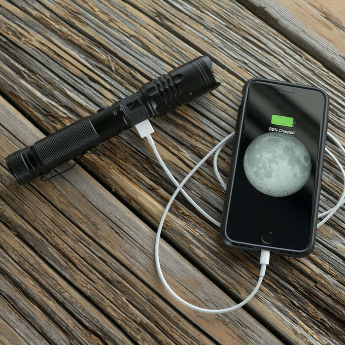 Litezall Tactical Rechargeable Flashlight 1000 Lumens Aluminum Black