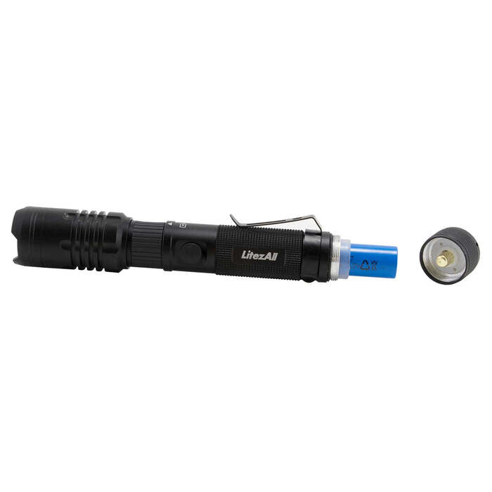 Litezall Tactical Rechargeable Flashlight 1000 Lumens Aluminum Black