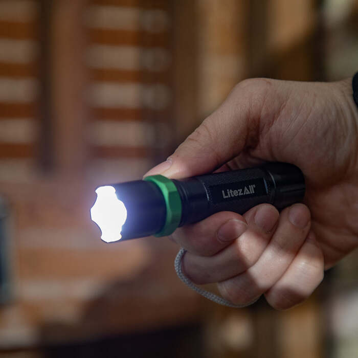 Litezall Tactical Rechargeable Flashlight 60 Lumens Aluminum Black