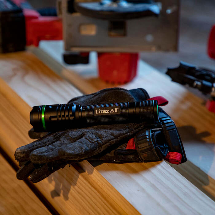 Litezall Thin Rechargeable Flashlight 1100 Lumens Aluminum Black
