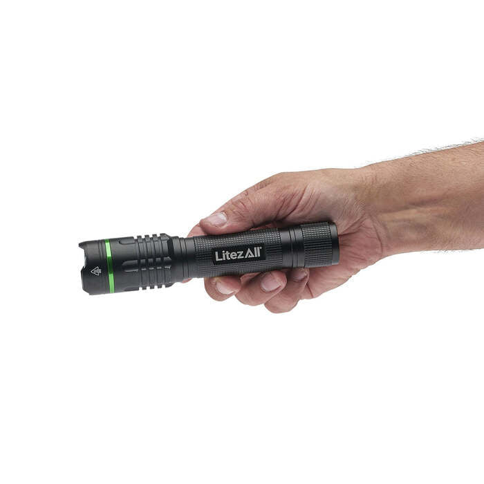 Litezall Thin Rechargeable Flashlight 1100 Lumens Aluminum Black