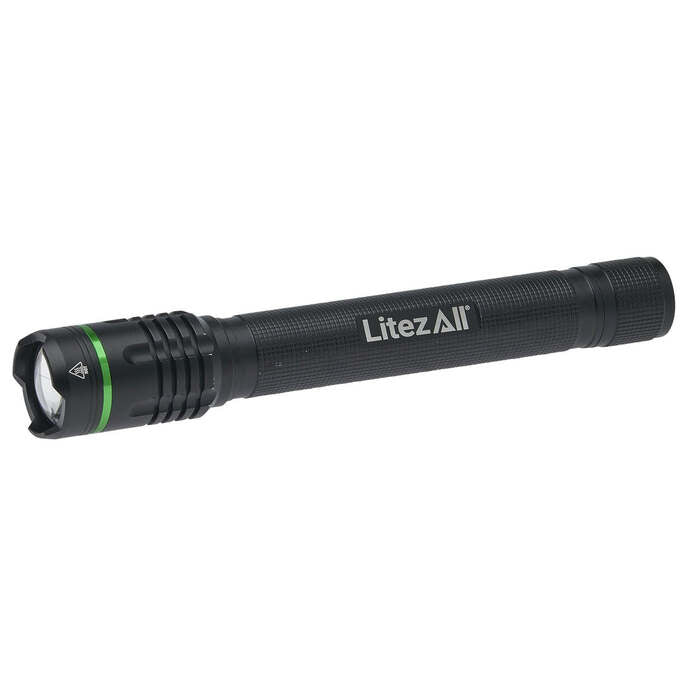 Litezall Thin Rechargeable Flashlight 2000 Lumens Aluminum Black