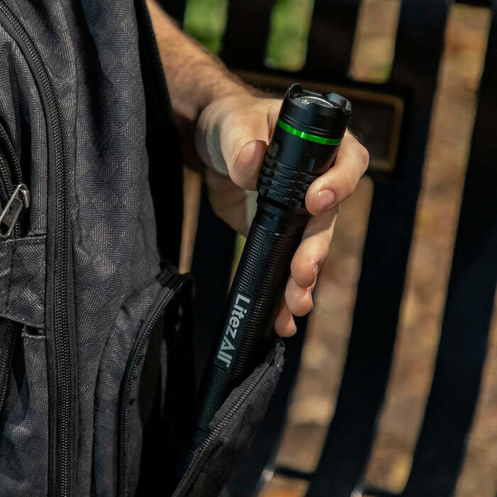 Litezall Thin Rechargeable Flashlight 2000 Lumens Aluminum Black