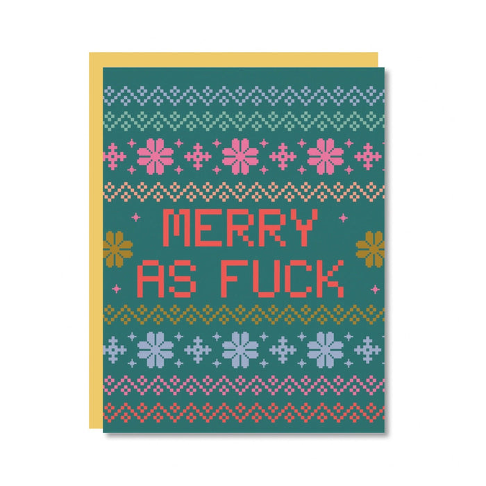 Merry As Fuck Holiday Greeting Cards Set (8ct) - bubblegum market