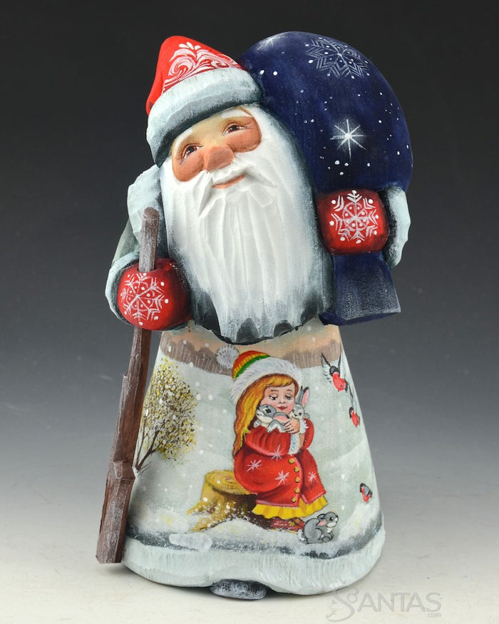 Mini Santa with Girl and Bunny Rabbits