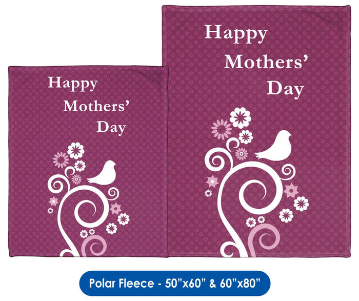 Mothers' Day Abstract Flowers & Birds - Throw Blanket / Tapestry Wall Hanging