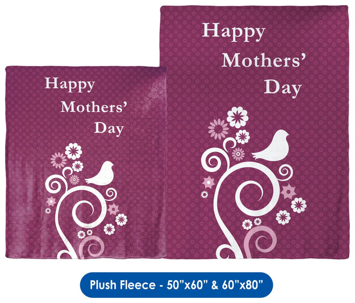 Mothers' Day Abstract Flowers & Birds - Throw Blanket / Tapestry Wall Hanging