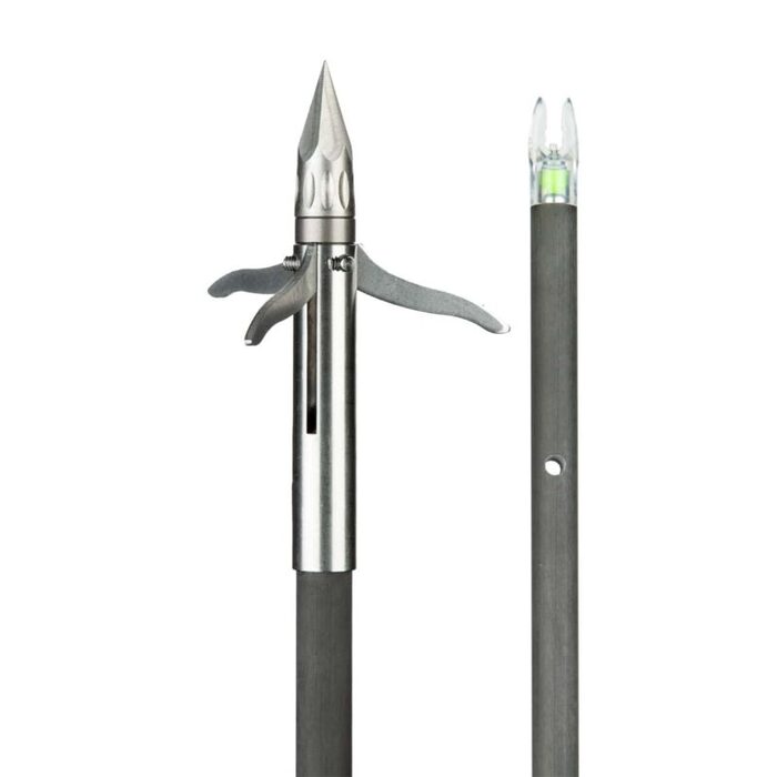 Muzzy Iron Carbon Bowfishing Arrow with 3-Barb Fish Point, Slide, & Nockturnal Nock Green 38"