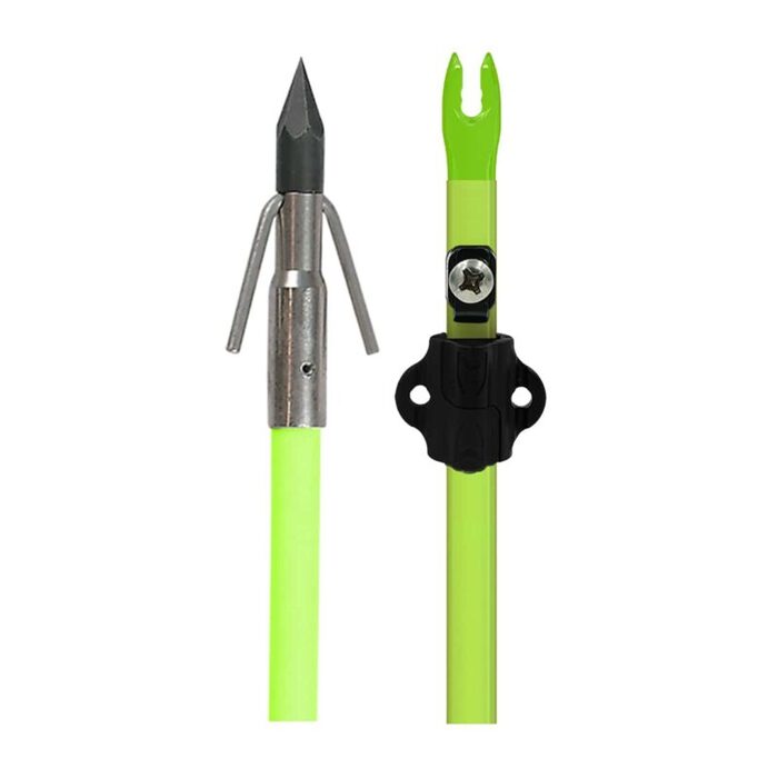 Muzzy Iron Fiberglass Bowfishing Arrow with 2-Barb Fish Point Chartreuse 32"