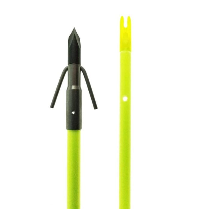 Muzzy Iron Fiberglass Bowfishing Arrow with 2-Barb Fish Point & Slide Chartreuse 32"