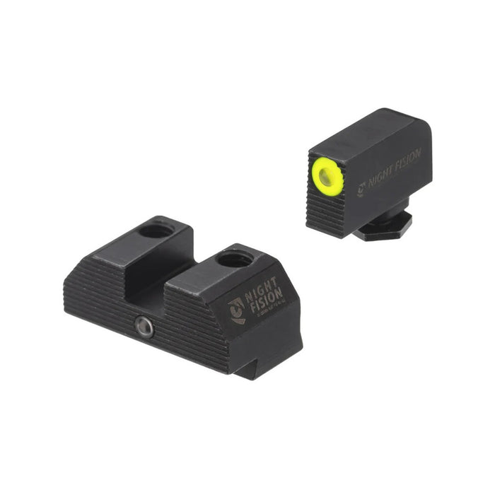 Night Fision Accur8 Student of the Gun Night Sight Set Glock 17/19/34 Yellow Front One-Dot Rear Black Nitride