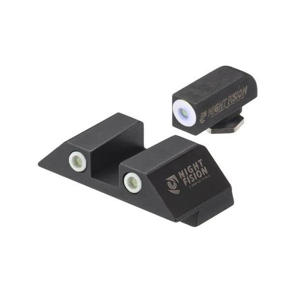Night Fision Night Sight Set Glock 20/21/40 White Front White Rear Rings Black Nitride