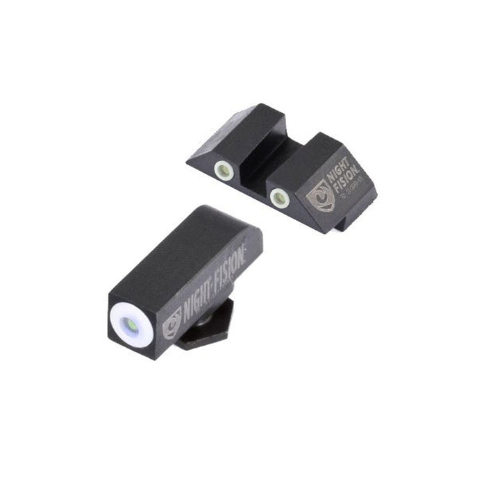 Night Fision Night Sight Set Glock 20/21/40 White Front White Rear Rings Black Nitride