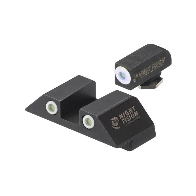 Night Fision Night Sight Set Glock 42/43/43X White Front White Rear Rings Black Nitride