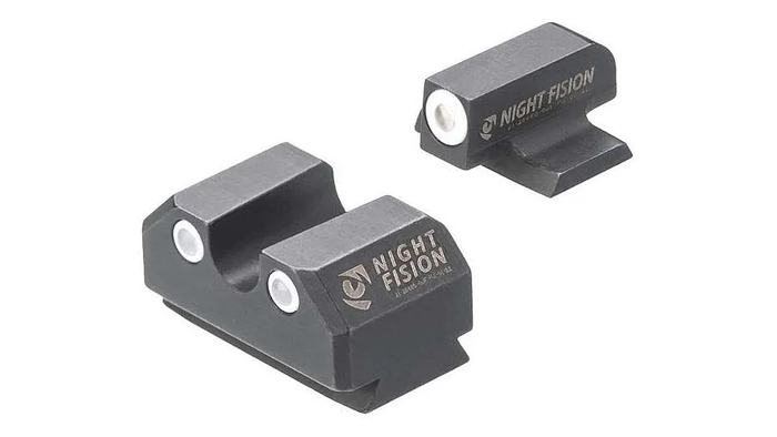 Night Fision Night Sight Set Ruger Max 9 White Front U Notch White Rear Rings Black Nitride