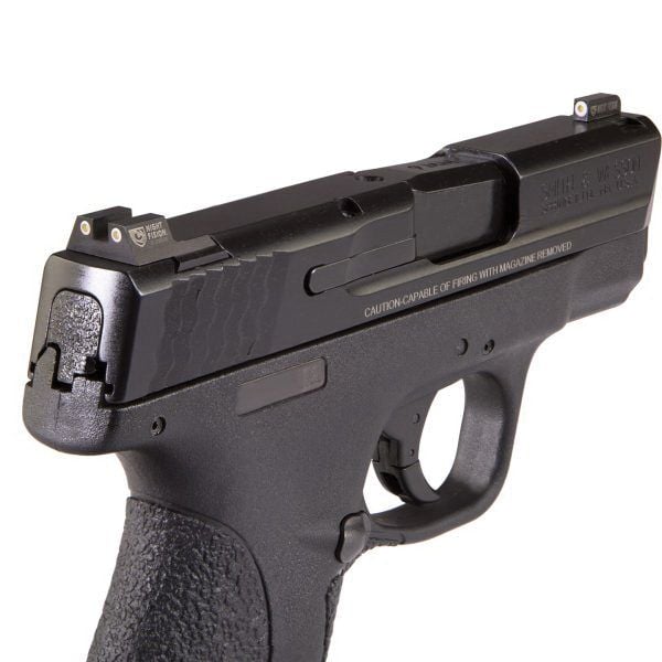 Night Fision Night Sight Set S&W M&P Shield/Shield Plus White Front U Notch White Rear Rings Black Nitride