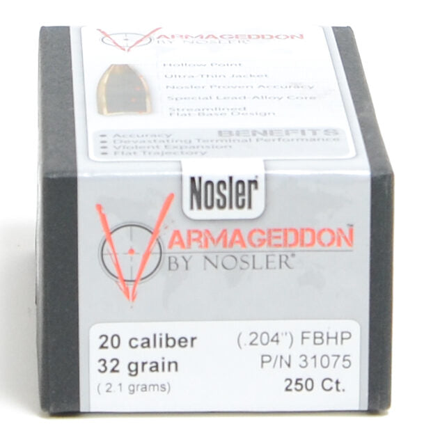 Nosler .204 / 20 32 Grain Varmageddon Flat Base Hollow Point