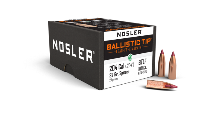 Nosler .204 Diameter 32 Grain Polymer Tip Ballistic Tip 100 Count Bullets