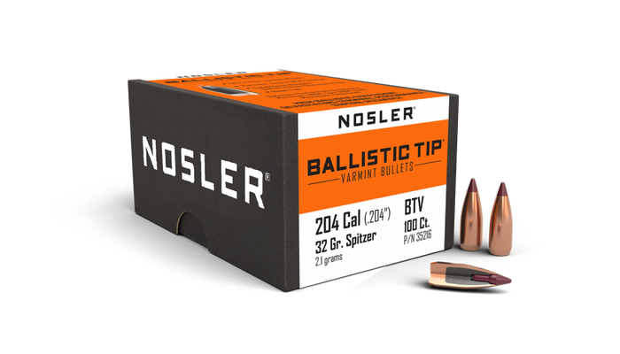 Nosler .204 Diameter 32 Grain Polymer Tip Ballistic Tip Bullets