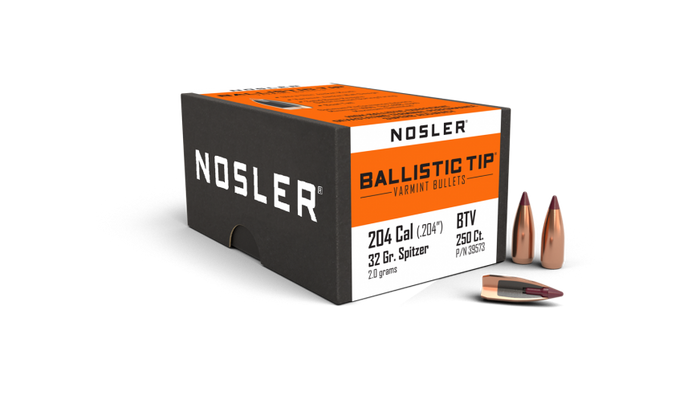 Nosler .204 Diameter 32 Grain Polymer Tip Ballistic Tip Bullets