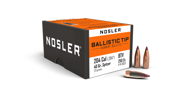 Nosler .204 Diameter 40 Grain Polymer Tip Ballistic Tip 250 Count Bullets