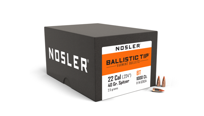 Nosler .224 Diameter 40 Grain Polymer Tip Ballistic Tip 1000 Count Bullets
