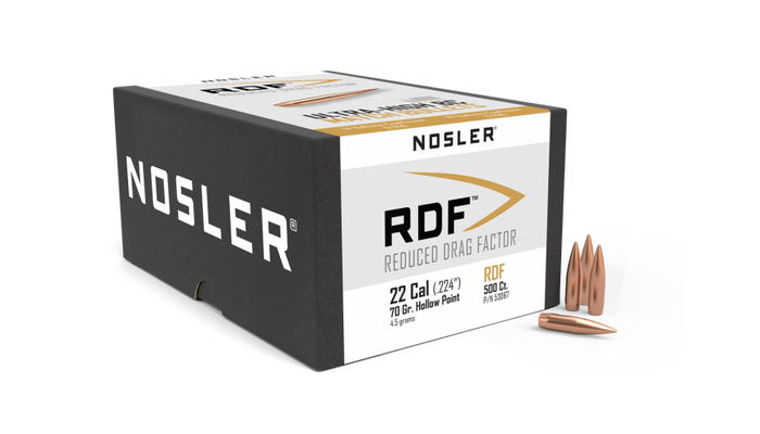 Nosler .224 Diameter 70 Grain Boat Tail Hollow Point RDF Bullets