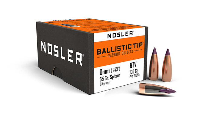 Nosler .243 Diameter 55 Grain Polymer Tip Ballistic Tip Bullets