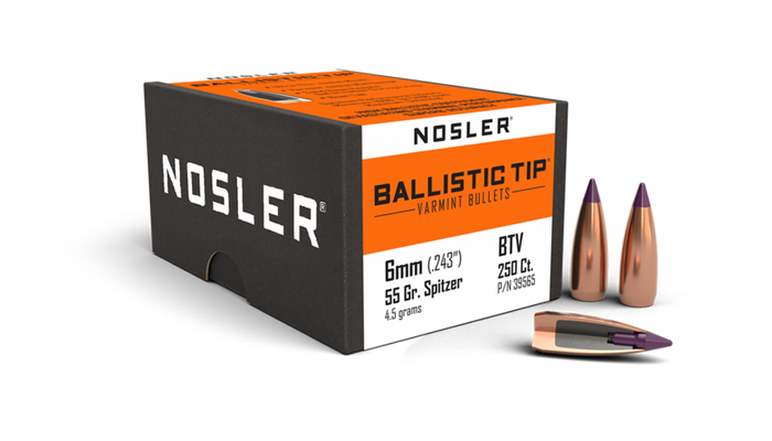 Nosler .243 Diameter 55 Grain Polymer Tip Ballistic Tip Bullets
