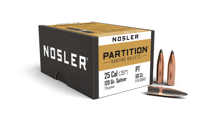 Nosler .257 Diameter 120 Grain Sptizer Partition 50 Count Bullets