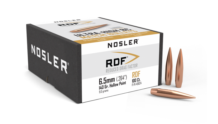 Nosler .264 Diameter 140 Grain Boat Tail Hollow Point RDF Bullets