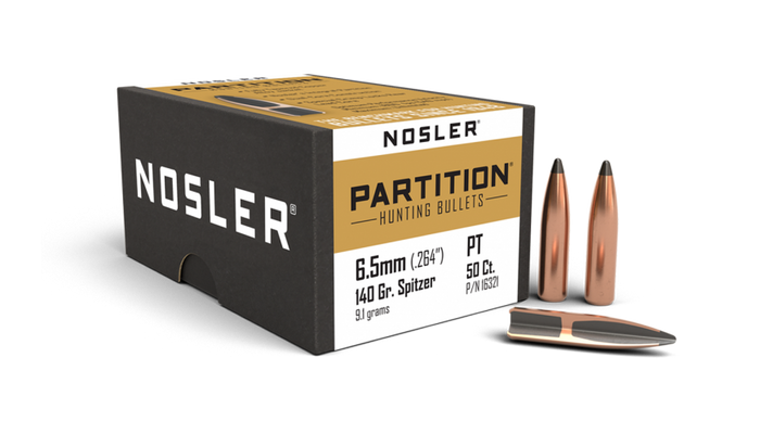 Nosler .264 Diameter 140 Grain Sptizer Partition 50 Count Bullets