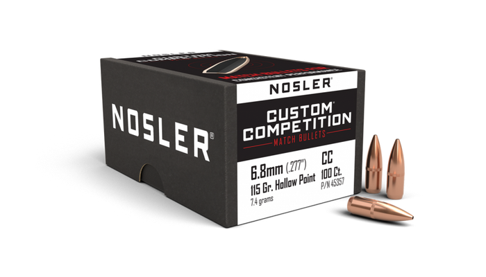Nosler .277 Diameter 115 Grain Boat Tail Hollow Point Custom Competition Bullets