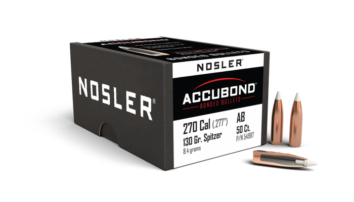 Nosler .277 Diameter 130 Grain Polymer Tip AccuBond 50 Count Bullets