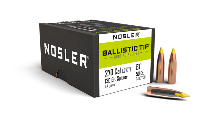 Nosler .277 Diameter 130 Grain Polymer Tip Ballistic Tip 50 Count Bullets