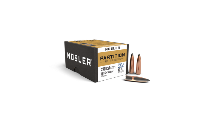 Nosler .277 Diameter 150 Grain Sptizer Partition 50 Count Bullets