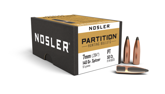 Nosler .284 Diameter 140 Grain Sptizer Partition 50 Count Bullets