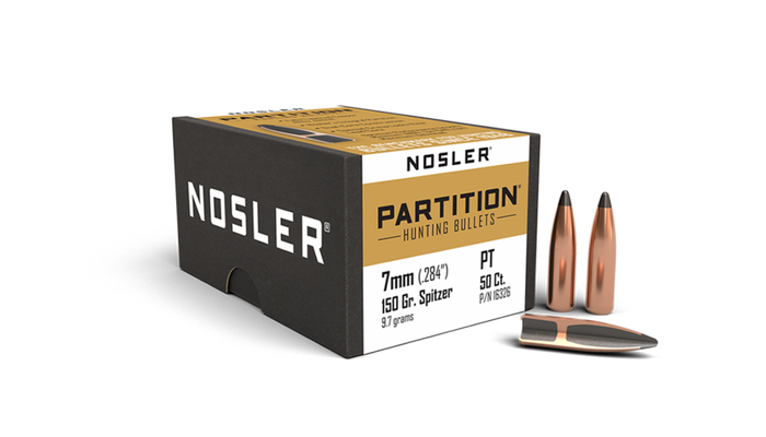 Nosler .284 Diameter 150 Grain Sptizer Partition 50 Count Bullets
