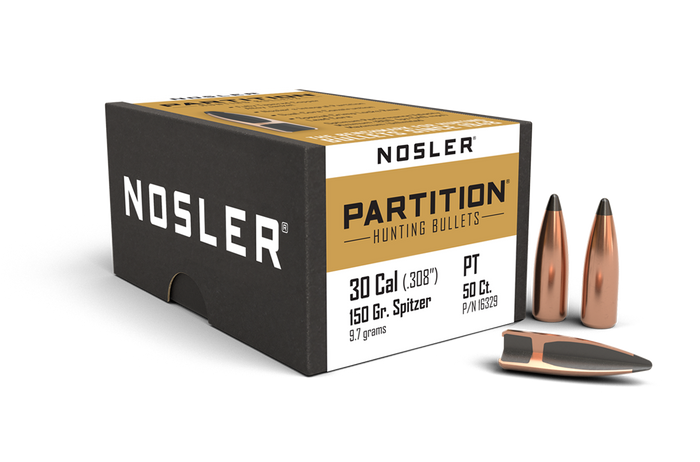 Nosler .308 Diameter 150 Grain Sptizer Partition 50 Count Bullets