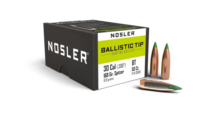 Nosler .308 Diameter 168 Grain Polymer Tip Ballistic Tip 50 Count Bullets