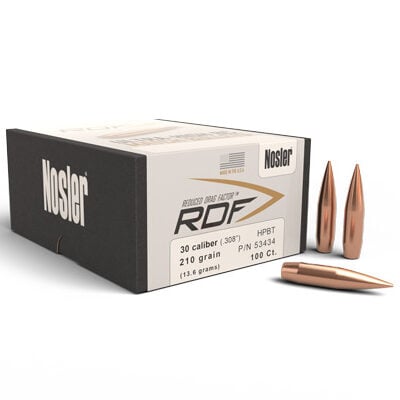 Nosler .308 / 30 210 Grain Hollow Point Boat Tail RDF (Reduced Drag Factor) (100)