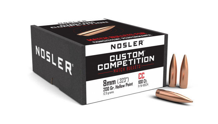 Nosler .323 Diameter 200 Grain Boat Tail Hollow Point Custom Competition Bullets